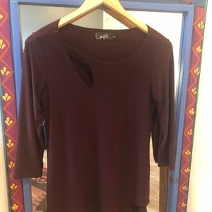 Sympli Pomegranate Tunic with cut out size 6